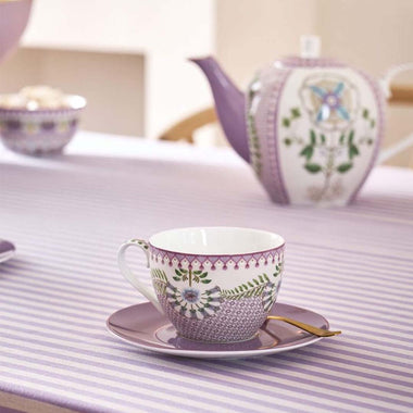 Pip Studio Lily & Lotus Tiles Cup & Saucer - Lilac